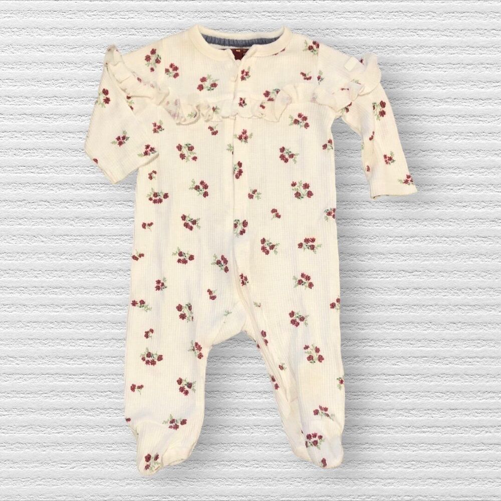 7 For All Mandkind 0-3m Thermal Floral Zipper Footie Sleeper
